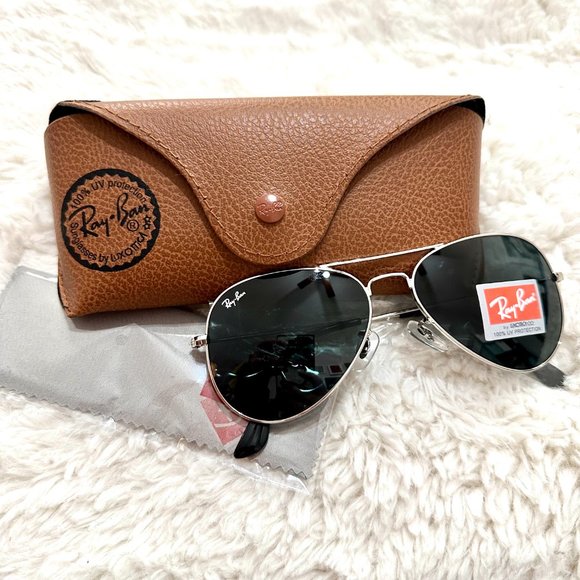 New RAY-BAN Large Metal Aviator Sunglasses Silver Frame Gray Gradient Lens main image 5